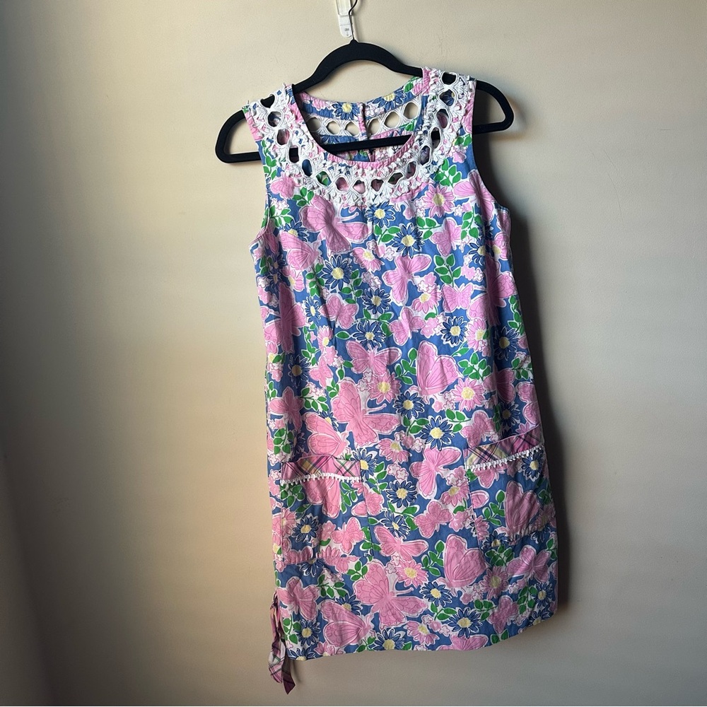 Vintage Lily Pulitzer Women’s Butterfly Floral Cotton Shift Dress Size 6 Preppy